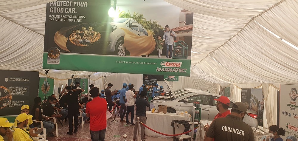 Castrol Magnatec banner in big tent