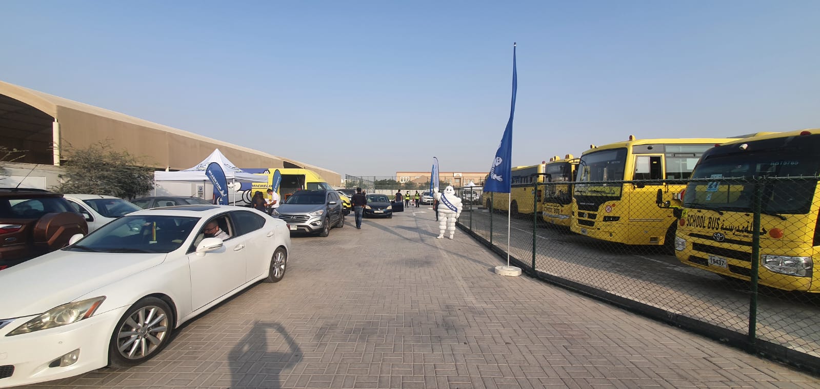 Yellow school buses in Sharjah