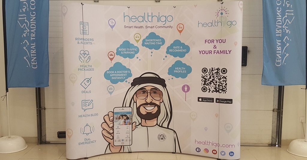 HealthiGo banner with QR code