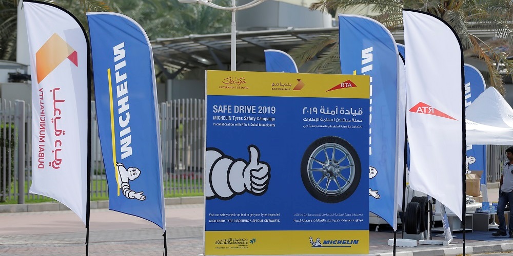 Michelin banners regarding their campaign