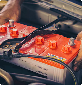 Car battery in orange color